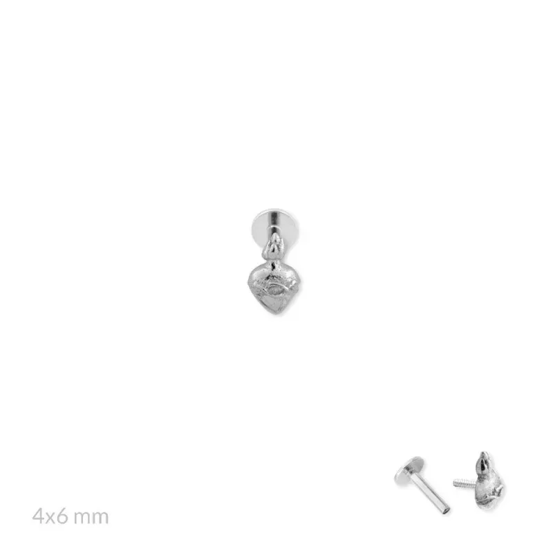 Pendiente Piercing Medio Par en Plata de Ley 925m de 6 mm. Sagrado Co