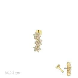 Pendiente Piercing Medio Par en Plata de Ley 925m chapado oro 10.3 mm