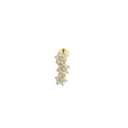 Pendiente Piercing Medio Par en Plata de Ley 925m chapado oro 10.3 mm