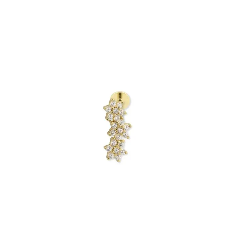 Pendiente Piercing Medio Par en Plata de Ley 925m chapado oro 10.3 mm