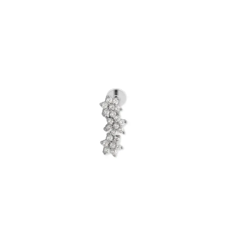 Pendiente Piercing Medio Par en Plata de Ley 925m de 10.3 mm. con cir