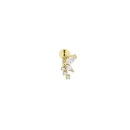 Pendiente Piercing Medio Par en Plata de Ley 925m chapado oro con 8 m