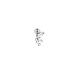 Pendiente Piercing Medio Par en Plata de Ley 925m de 8 mm. con circon