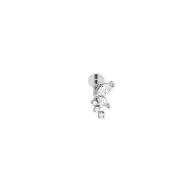 Pendiente Piercing Medio Par en Plata de Ley 925m de 8 mm. con circon