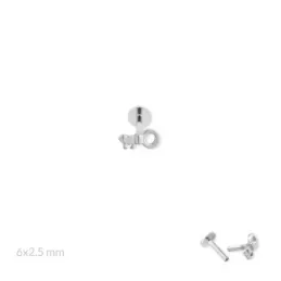 Pendiente Piercing Medio Par en Plata de Ley 925m de 6 mm. forma de l