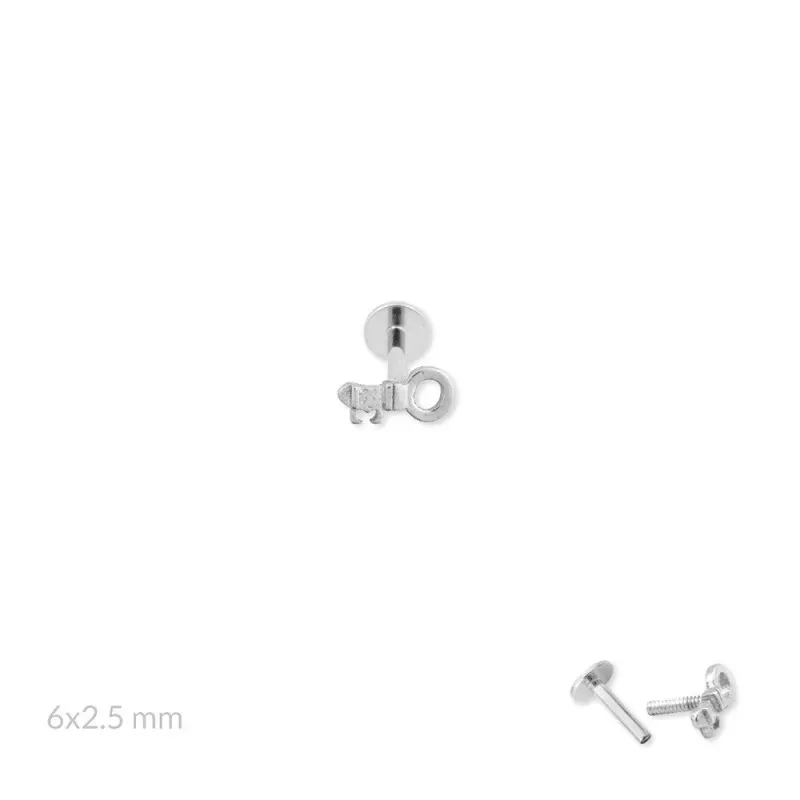 Pendiente Piercing Medio Par en Plata de Ley 925m de 6 mm. forma de l