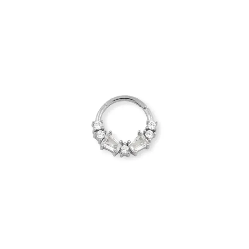 Aro Pendiente Piercing Medio Par en Plata de Ley 925m de 10 mm. circo