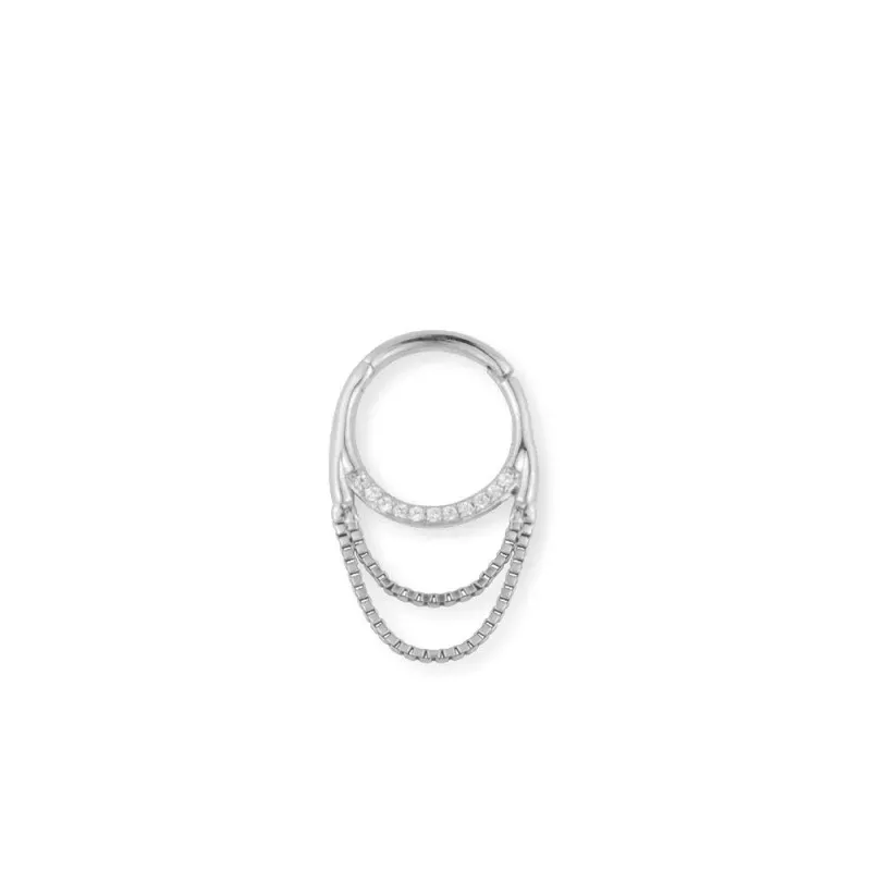 Aro Pendiente Piercing Medio Par en Plata de Ley 925m de 10 mm. circo