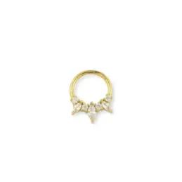 Aro Pendiente Piercing Medio Par en Plata de Ley 925m chapado oro con