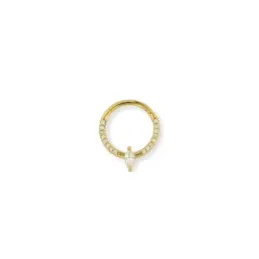 Aro Pendiente Piercing Medio Par Plata Ley 925m chapado oro 10 mm. ci