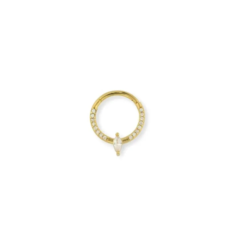 Aro Pendiente Piercing Medio Par Plata Ley 925m chapado oro 10 mm. ci