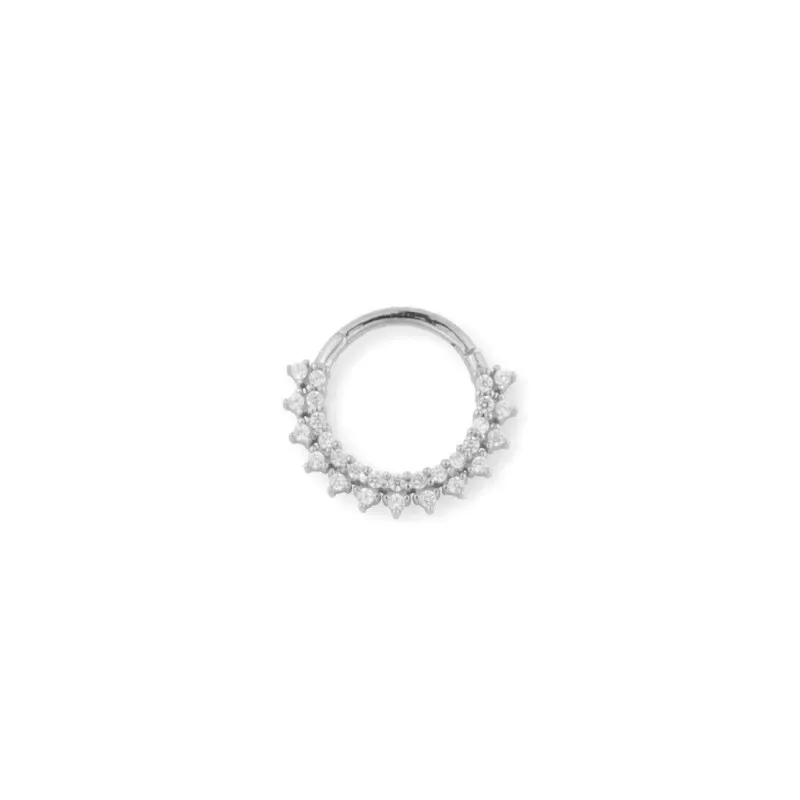 Aro Pendiente Piercing Medio Par en Plata de Ley 925m de 10 mm. circo