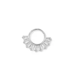 Aro Pendiente Piercing Medio Par en Plata de Ley 925m de 10 mm. con c