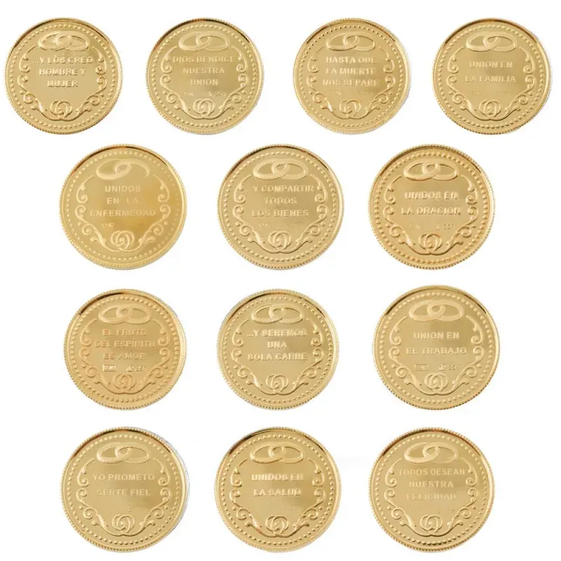 Arras de Boda Bíblicas en Plata Ley 925m chapadas oro 20 mm. 13 moned