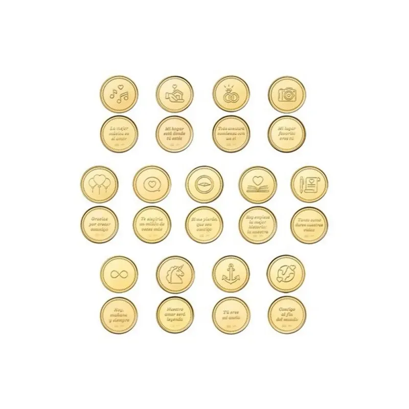 Arras de Boda Civiles Plata Ley 925m chapadas oro con 20 mm. 13 moned