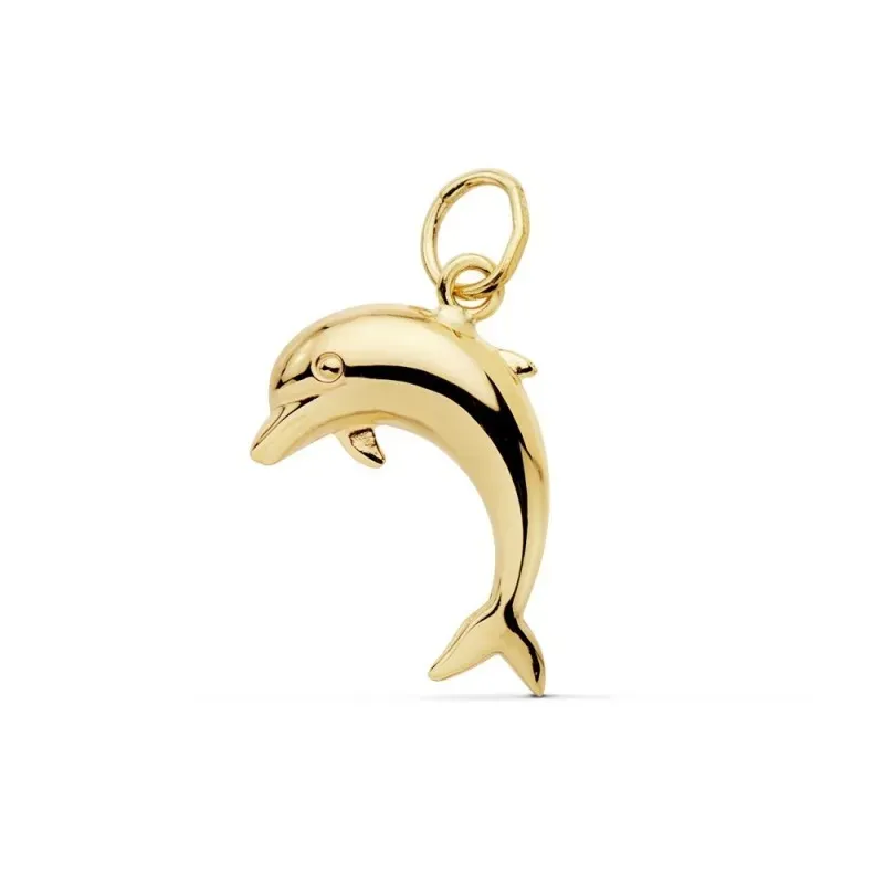Colgante oro 18k motivo delfín 17mm. liso [AC0110]