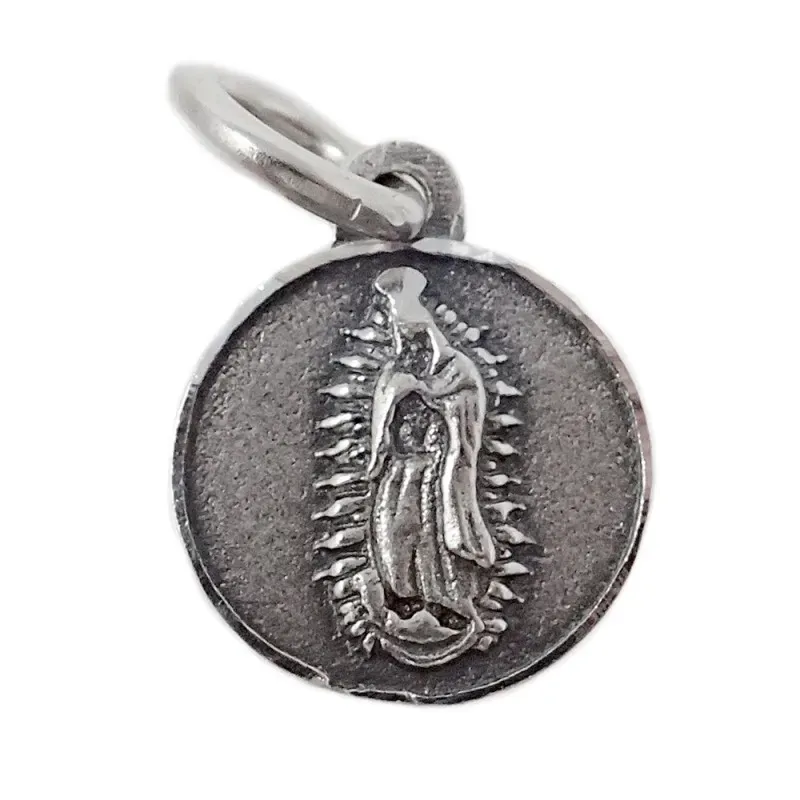 Medalla plata Ley 925m Virgen Guadalupe de México 10mm. lentejuela ma