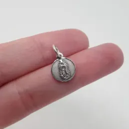 Medalla plata Ley 925m Virgen Guadalupe de México 10mm. lentejuela ma