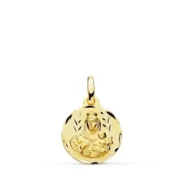 Medalla oro 18k colgante 14mm. Virgen del Carmen cerco tallado unisex
