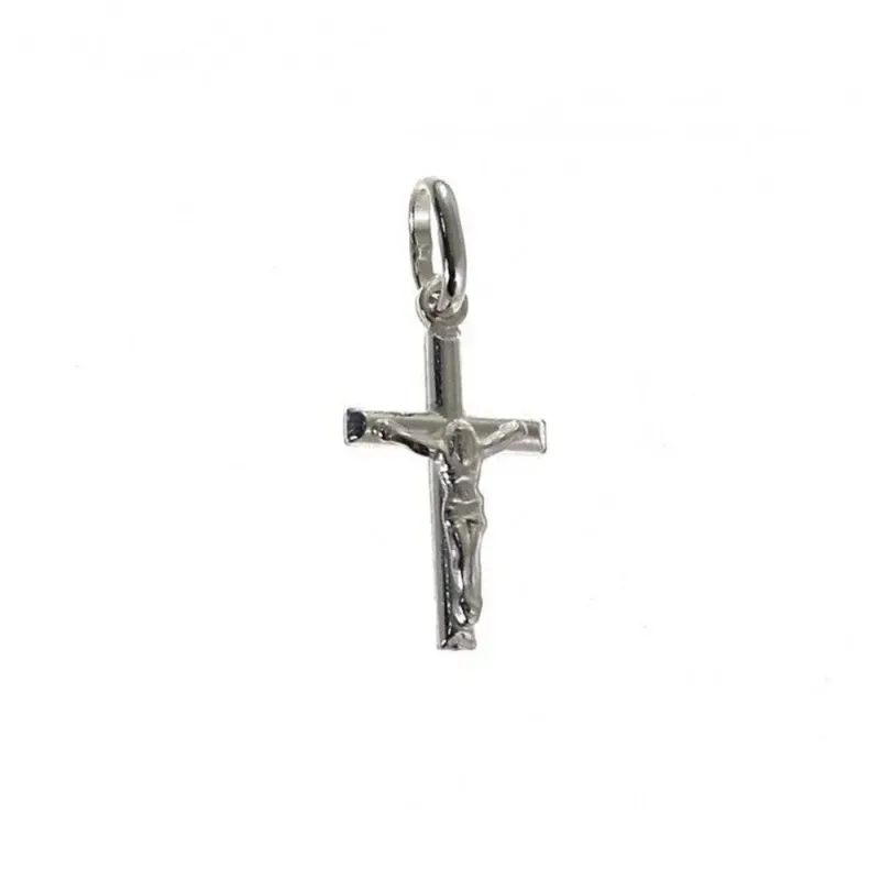 Cruz Cristo Colgante Plata Ley 925m lisa 15 mm.