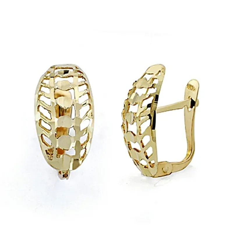 Pendientes oro 18k calados 14mm. palillo catalán [7923]