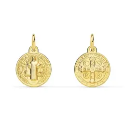 San Benito Escapulario Medalla Oro 9k de 12 mm.