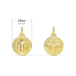 San Benito Escapulario Medalla Oro 9k de 12 mm.