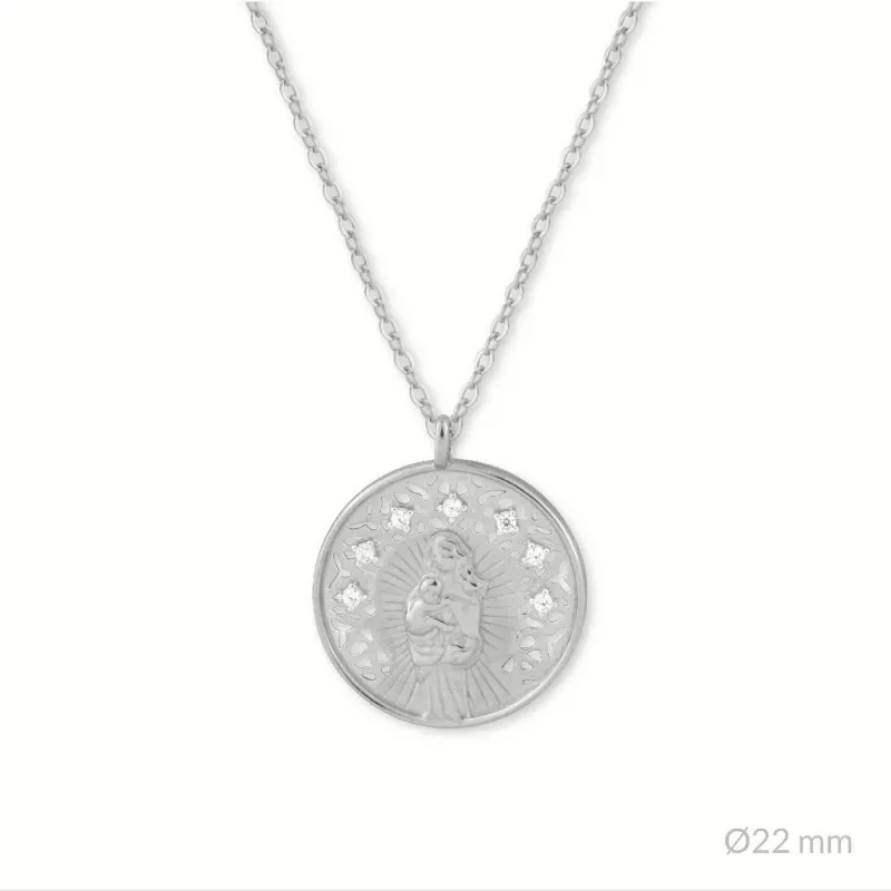 Virgen de la Alegría Collar Gargantilla en Plata de Ley 925m de 44 cm
