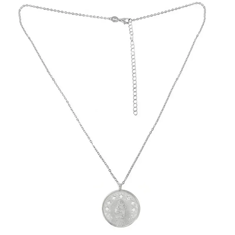 Virgen de la Alegría Collar Gargantilla en Plata de Ley 925m de 44 cm