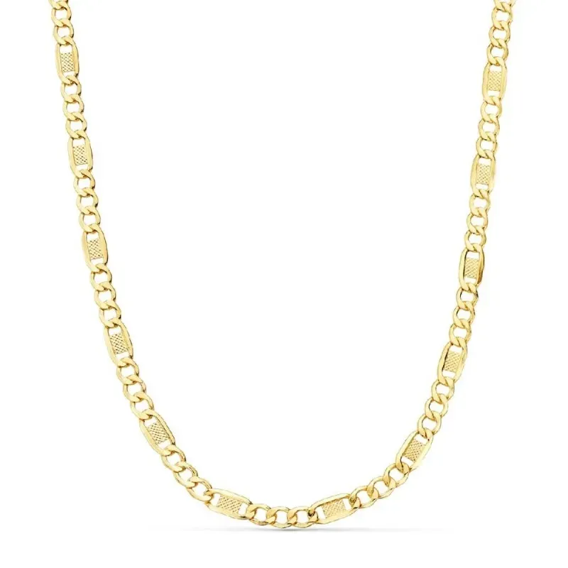 Cadena oro 18k unisex 60 cm. hueca 3x1 detalle eslabón 4 mm.