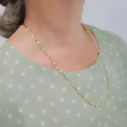 Cadena oro 18k unisex 60 cm. hueca 3x1 detalle eslabón 4 mm.