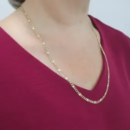 Cadena oro 18k unisex 60 cm. hueca 3x1 detalle eslabón 4 mm.