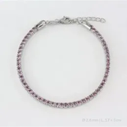 Pulsera en Plata de Ley 925m de 17 cm. circonitas de 2.8 mm. color mo
