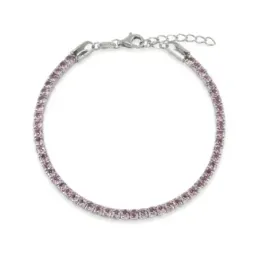 Pulsera en Plata de Ley 925m de 17 cm. circonitas de 2.8 mm. color mo