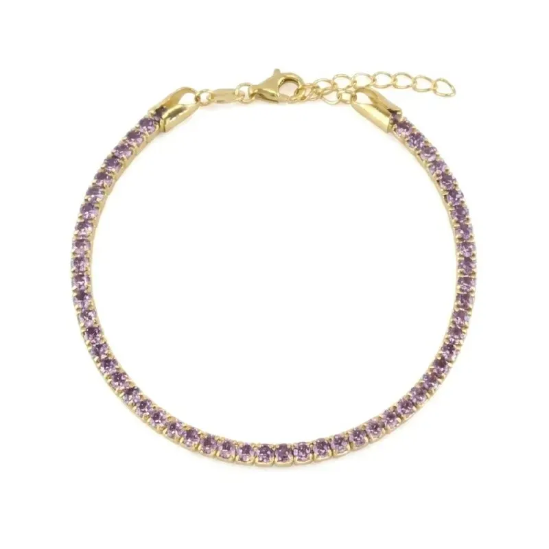 Pulsera en Plata de Ley 925m chapada oro 17 cm. circonitas de 2.8 mm.