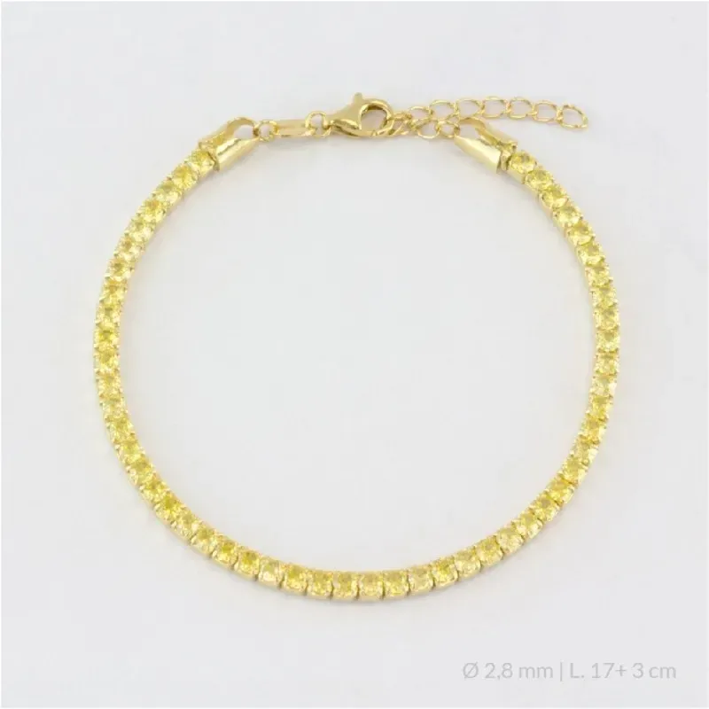 Pulsera en Plata de Ley 925m chapada oro 17 cm. circonitas de 2.8 mm.