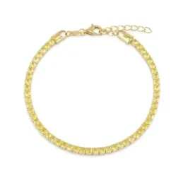 Pulsera en Plata de Ley 925m chapada oro 17 cm. circonitas de 2.8 mm.