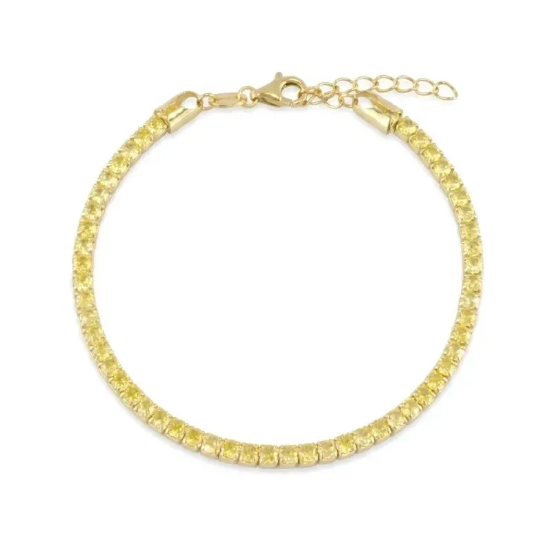 Pulsera en Plata de Ley 925m chapada oro 17 cm. circonitas de 2.8 mm.