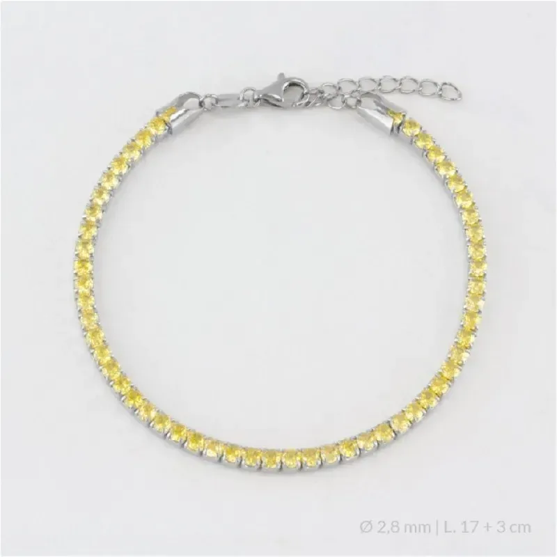 Pulsera en Plata de Ley 925m de 17 cm. circonitas de 2.8 mm. color am