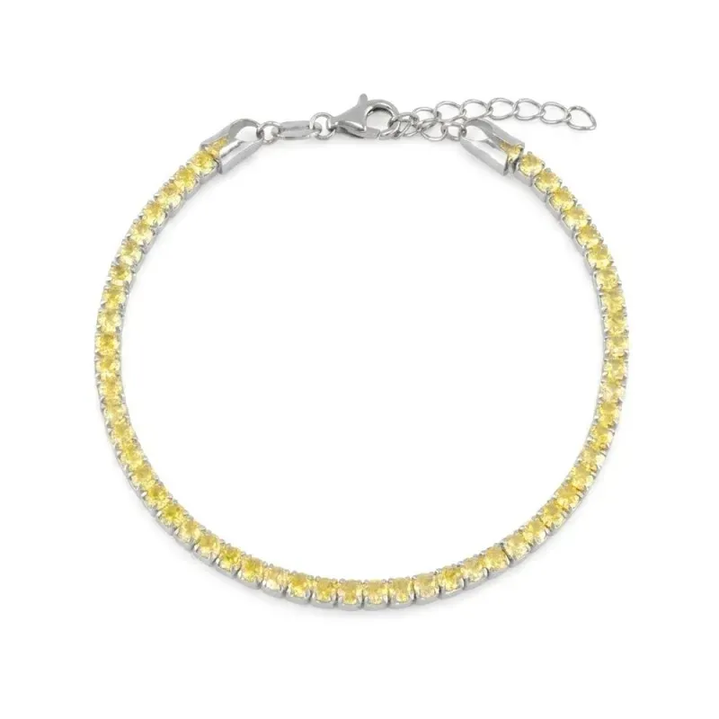 Pulsera en Plata de Ley 925m de 17 cm. circonitas de 2.8 mm. color am
