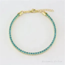 Pulsera Plata Ley 925m chapada oro 17 cm. circonitas de 2.8 mm. color