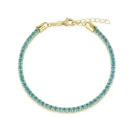 Pulsera Plata Ley 925m chapada oro 17 cm. circonitas de 2.8 mm. color