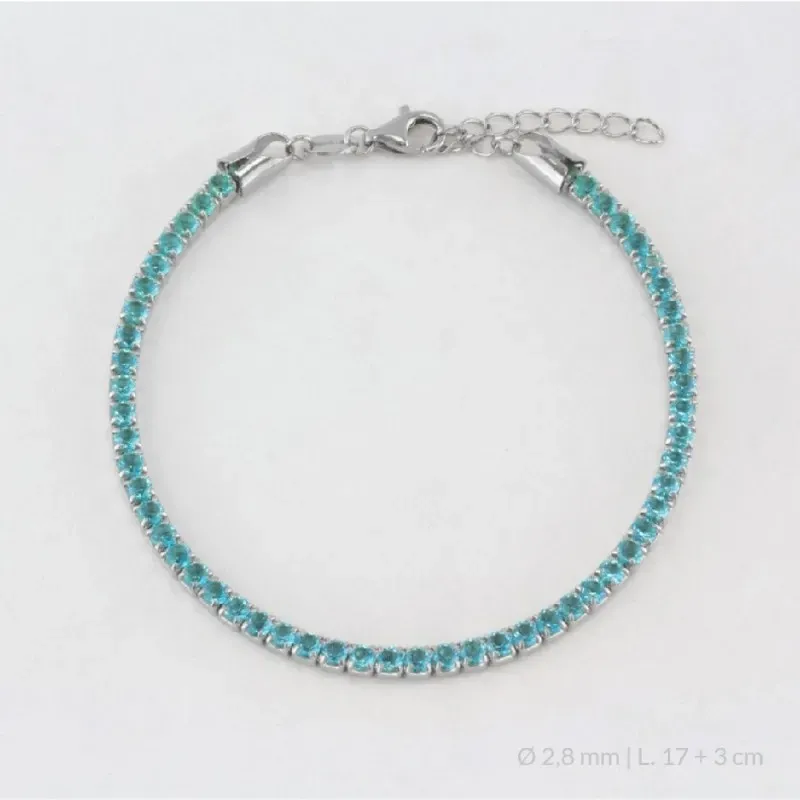 Pulsera en Plata de Ley 925m de 17 cm. circonitas de 2.8 mm. color az