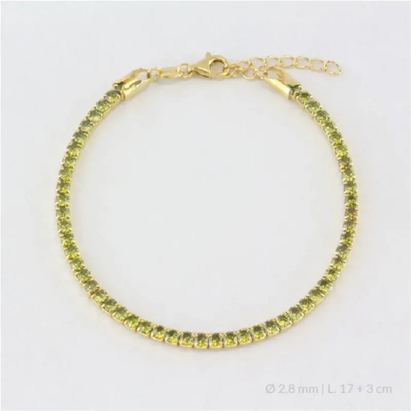 Pulsera en Plata de Ley 925m chapada oro 17 cm. circonitas de 2.8 mm.