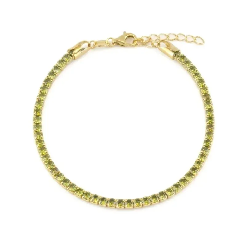 Pulsera en Plata de Ley 925m chapada oro 17 cm. circonitas de 2.8 mm.