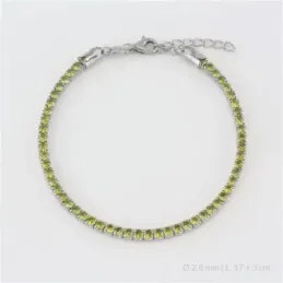 Pulsera en Plata de Ley 925m de 17 cm. circonitas de 2.8 mm. color ve