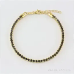 Pulsera en Plata de Ley 925m chapada oro 17 cm. circonitas de 2.8 mm.