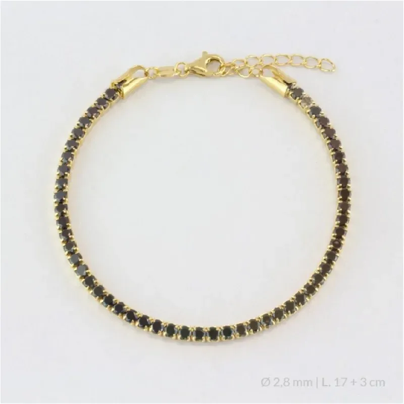Pulsera en Plata de Ley 925m chapada oro 17 cm. circonitas de 2.8 mm.