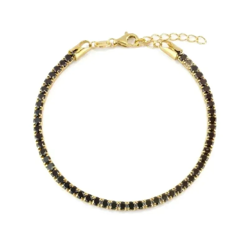 Pulsera en Plata de Ley 925m chapada oro 17 cm. circonitas de 2.8 mm.