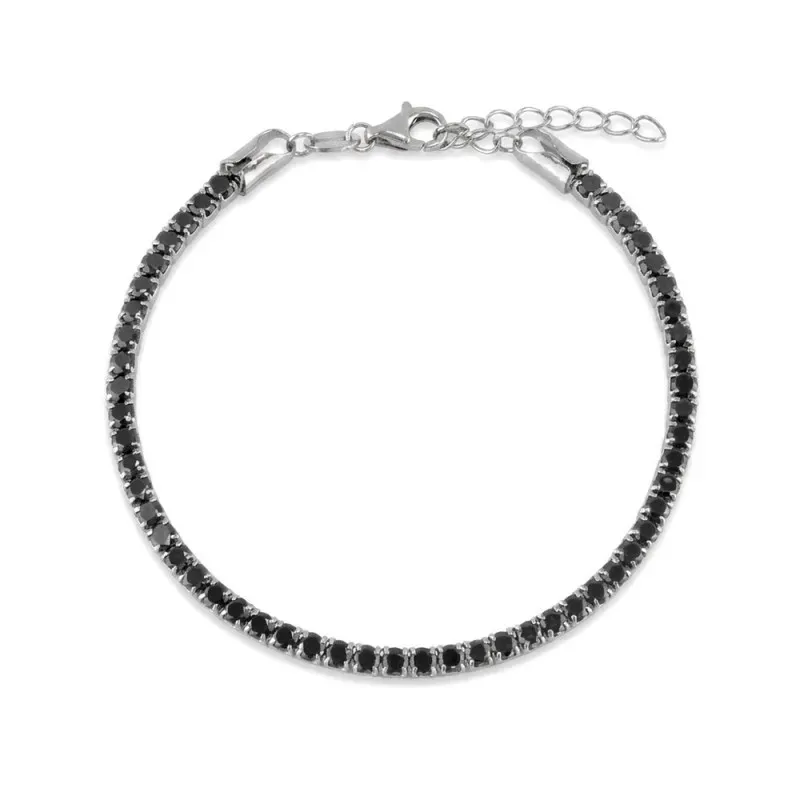 Pulsera en Plata de Ley 925m de 17 cm. circonitas de 2.8 mm. color ne